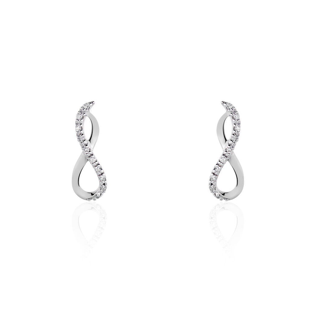 Boucles D'oreilles Puces Samy Or Blanc Diamant - Puces Femme | Marc Orian