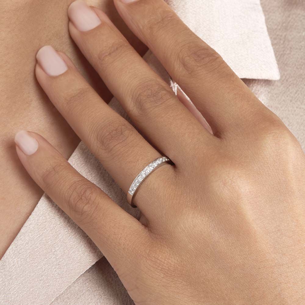 Alliance Rhea Or Blanc Diamant - Alliances avec pierres Femme | Marc Orian
