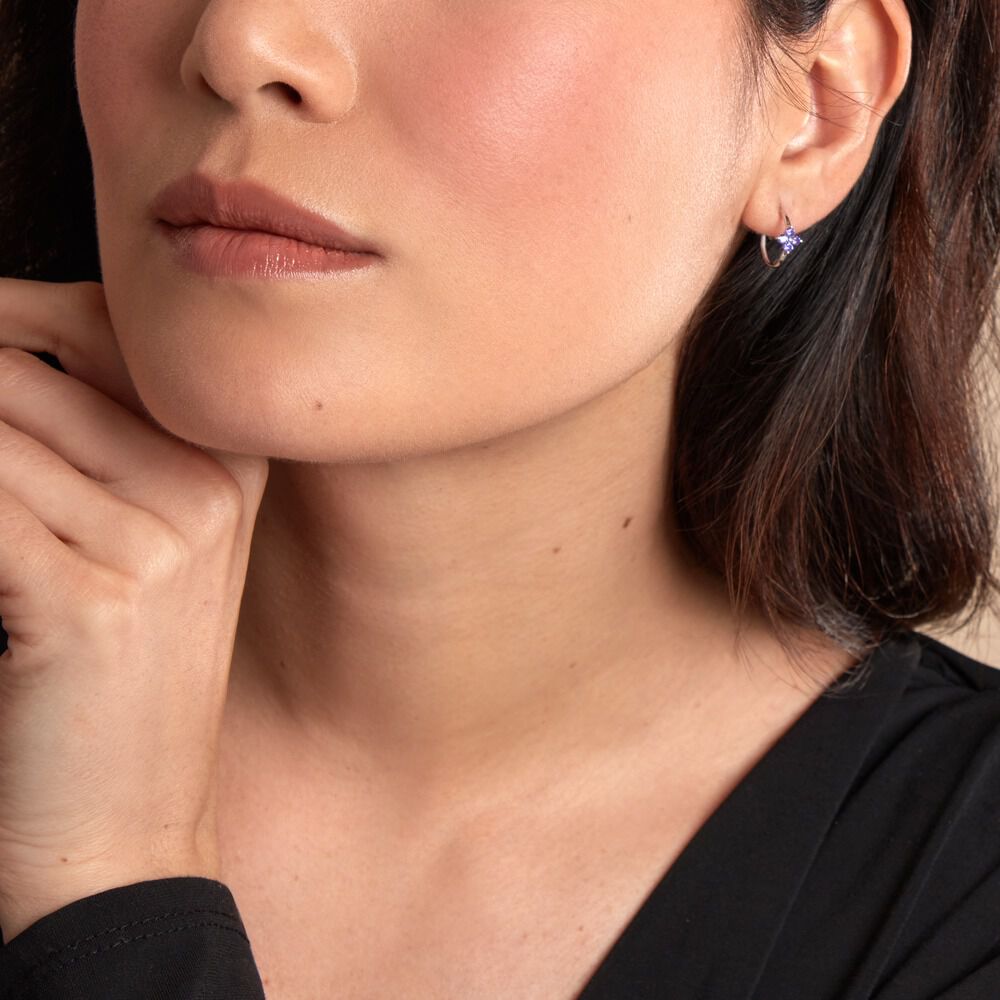 Creoles Argent Blanc Blossom Bash Oxyde De Zirconium - Créoles Femme | Marc Orian