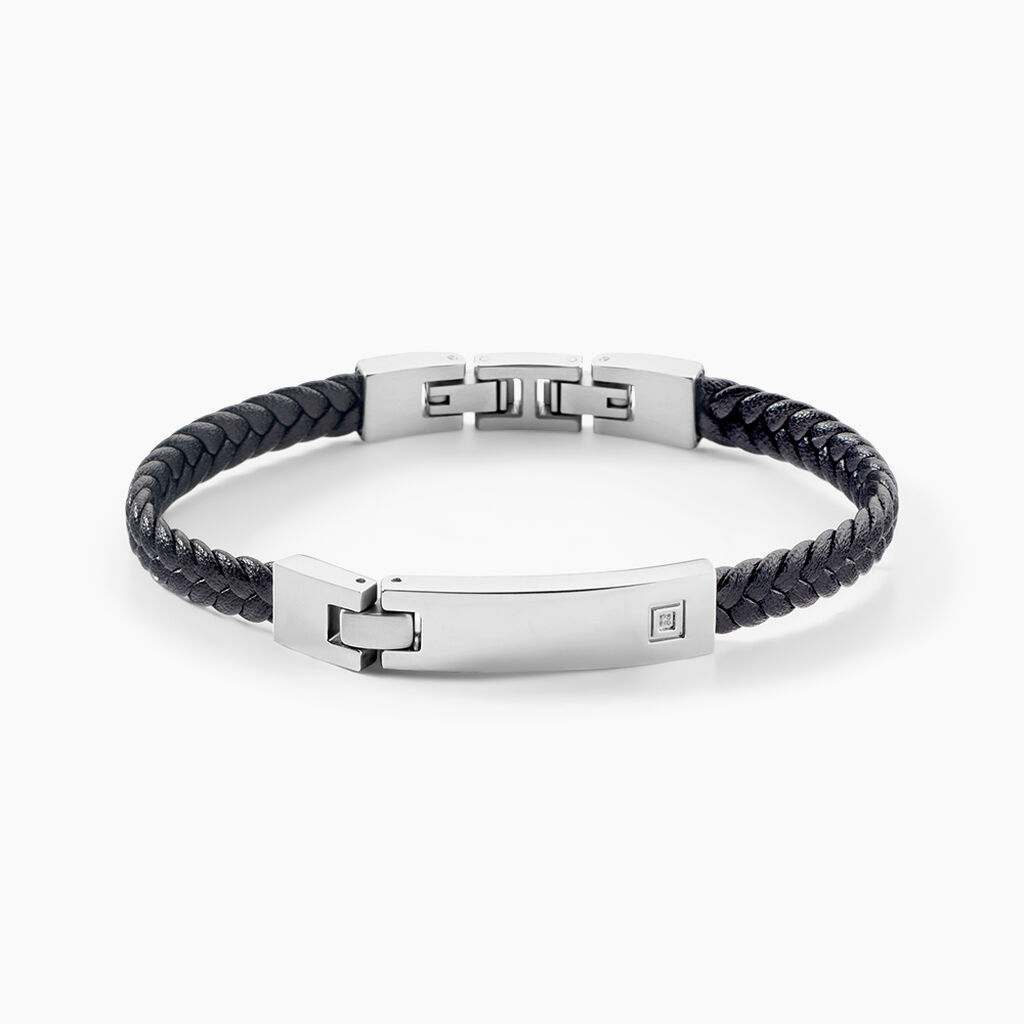 Bracelet Phebus Him Casual Acier Blanc Diamant - Bracelets cuir Homme | Marc Orian