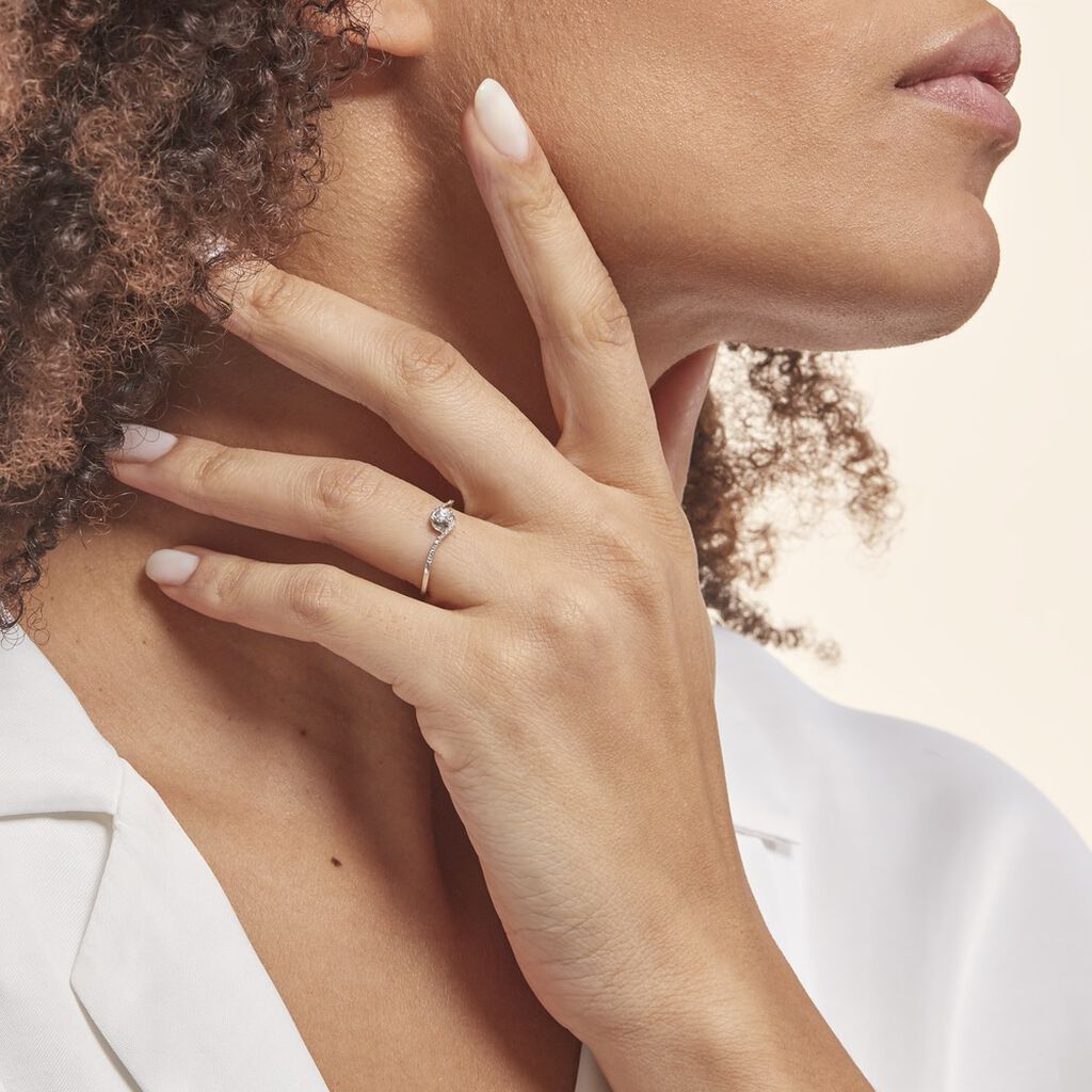 Bague Vrille Accompagnee Or Blanc Diamant - Bagues Solitaire Femme | Marc Orian
