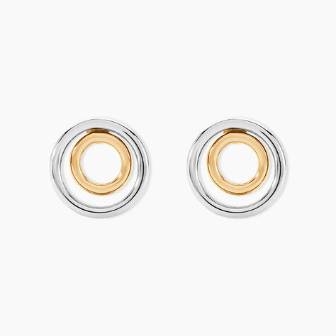 Boucles D'oreilles Pendantes Berangere Double Cercles Or Bicolore - Pendantes Femme | Marc Orian