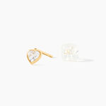 Boucles D'oreilles Puces Dot Coeur Plein Or Jaune Oxyde De Zirconium - Puces Femme | Marc Orian