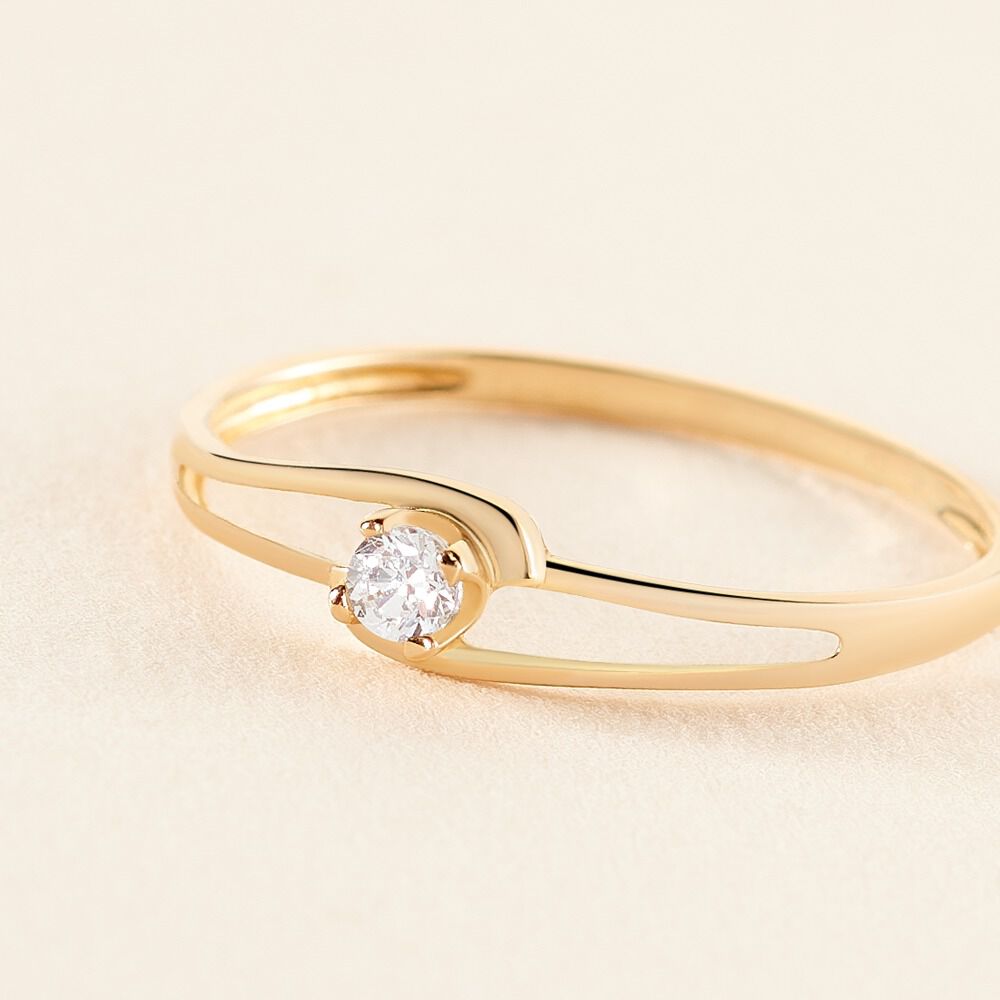 Bague Veroucha Or Jaune Oxyde De Zirconium - Solitaires Femme | Marc Orian