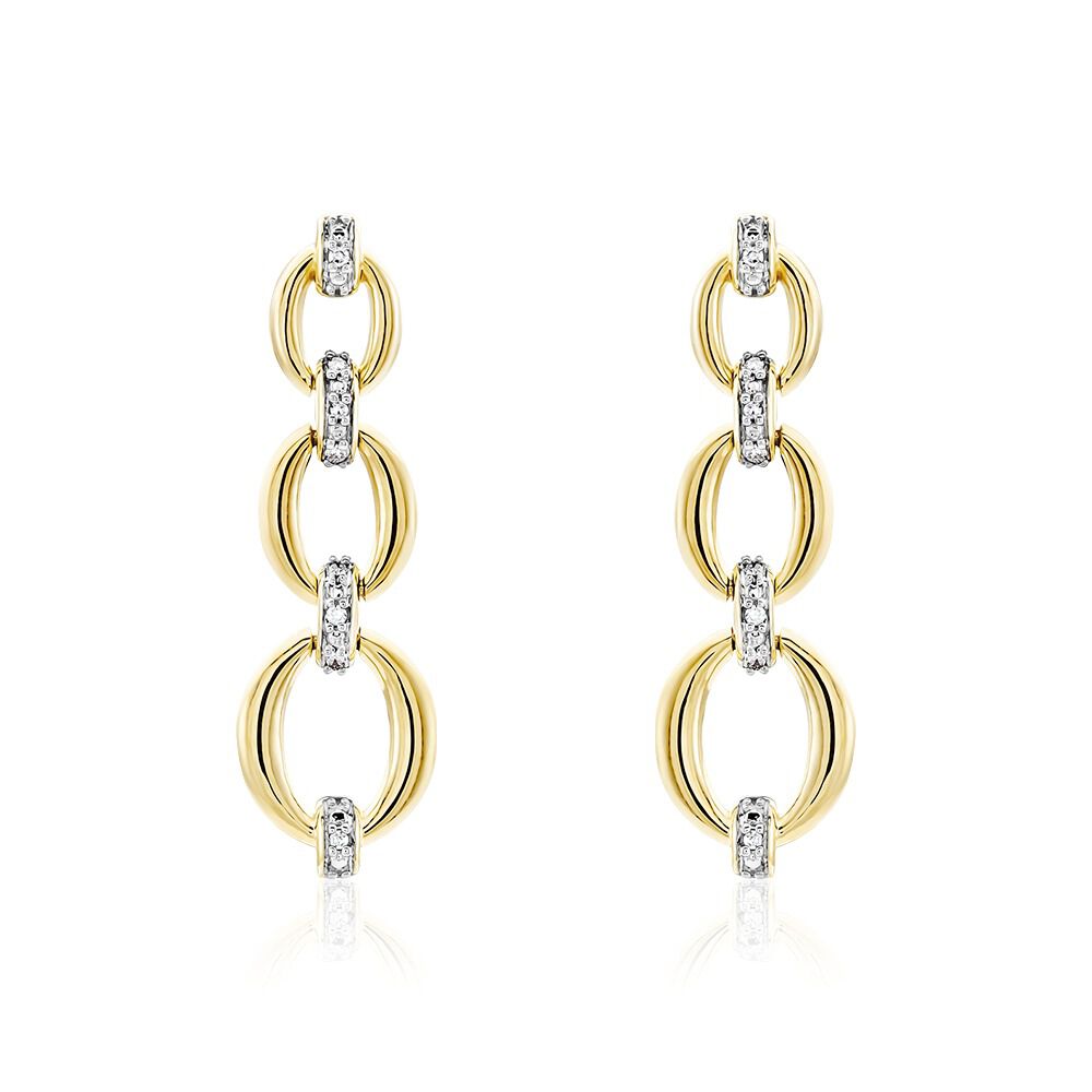 Boucles D'oreilles Pendantes Abban Or Jaune Diamant -  Femme | Marc Orian