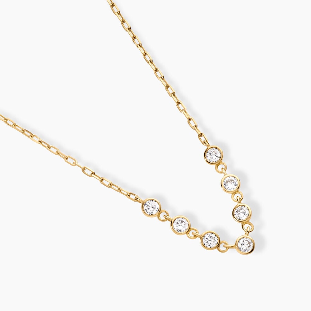 Collier Cinthya Argent Dor&eacute; A L'Or 750/1000 Oxyde De Zirconium - Colliers avec pierres Femme | Marc Orian