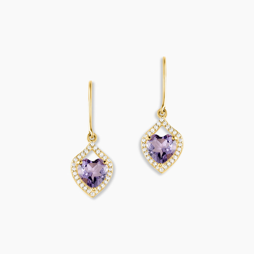 Boucles D'oreilles Pendantes Rosaline Or Jaune Amethyste Et Oxyde - Pendantes Femme | Marc Orian