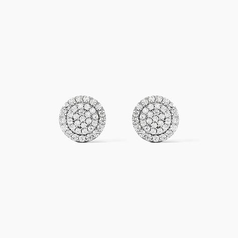 Boucles D'oreilles Puces Classic Or Blanc Oxyde De Zirconium - Puces Femme | Marc Orian