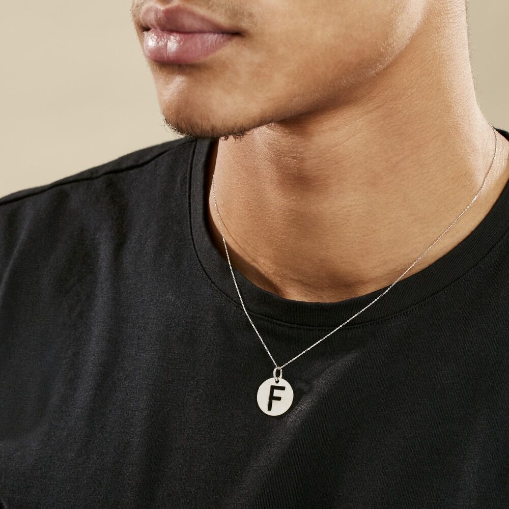 Pendentif Elio F Argent Blanc - Pendentifs Famille | Marc Orian