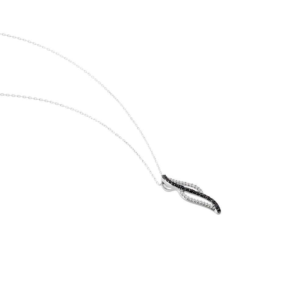 Collier Courbes Or Blanc Diamant - Colliers avec pierres Femme | Marc Orian