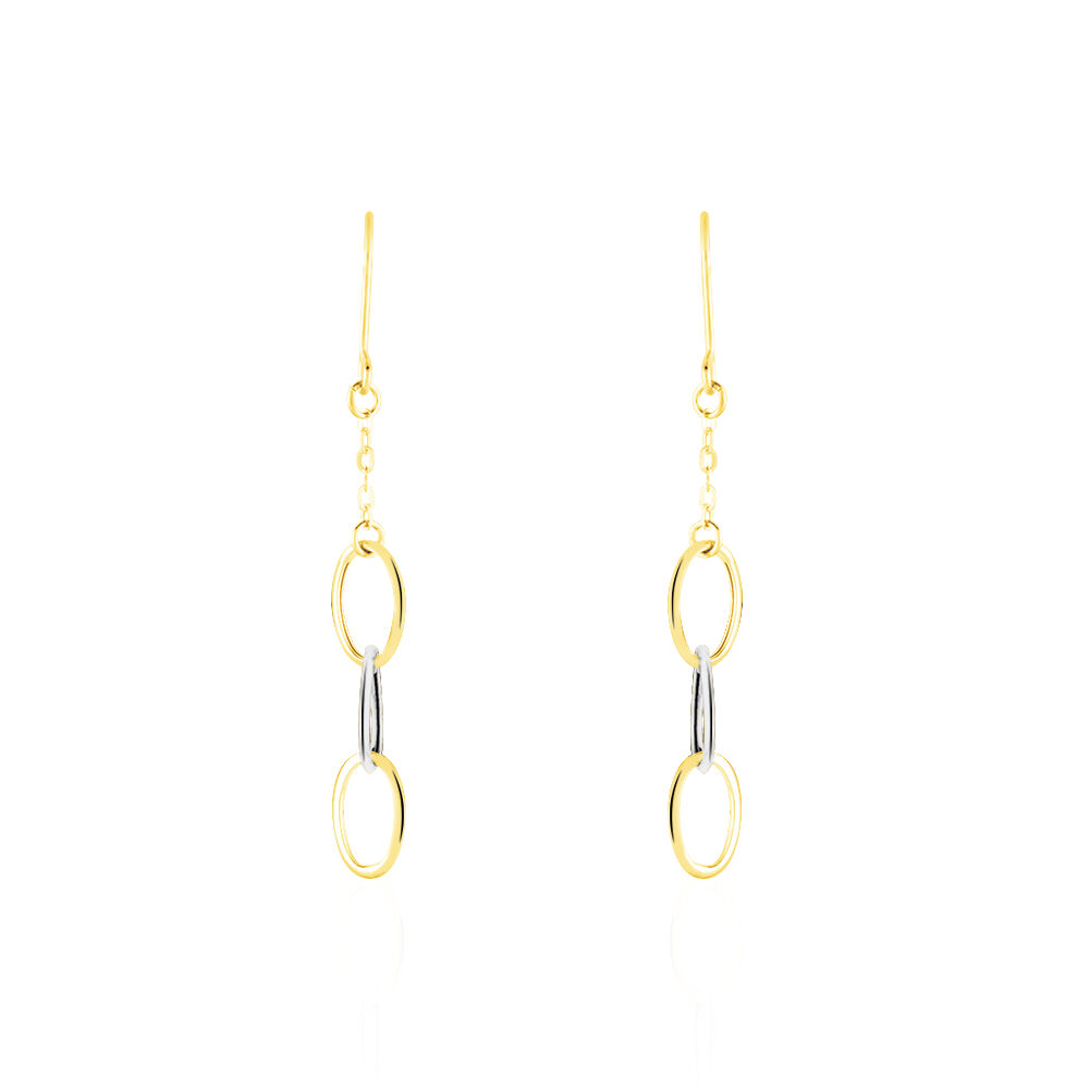 Boucles D'oreilles Pendantes Lucette Or Bicolore - Pendantes Femme | Marc Orian