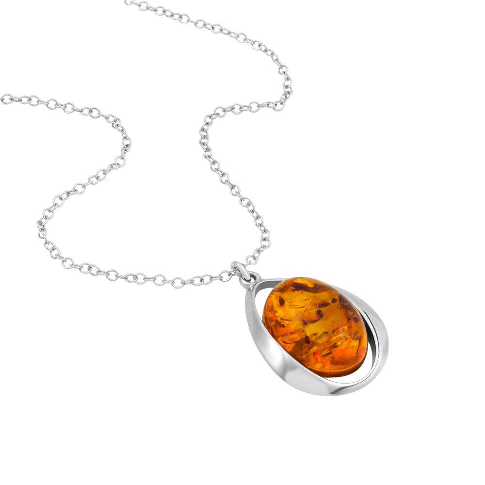 Collier Clemmy Argent Blanc Ambre - Colliers avec pierres Femme | Marc Orian