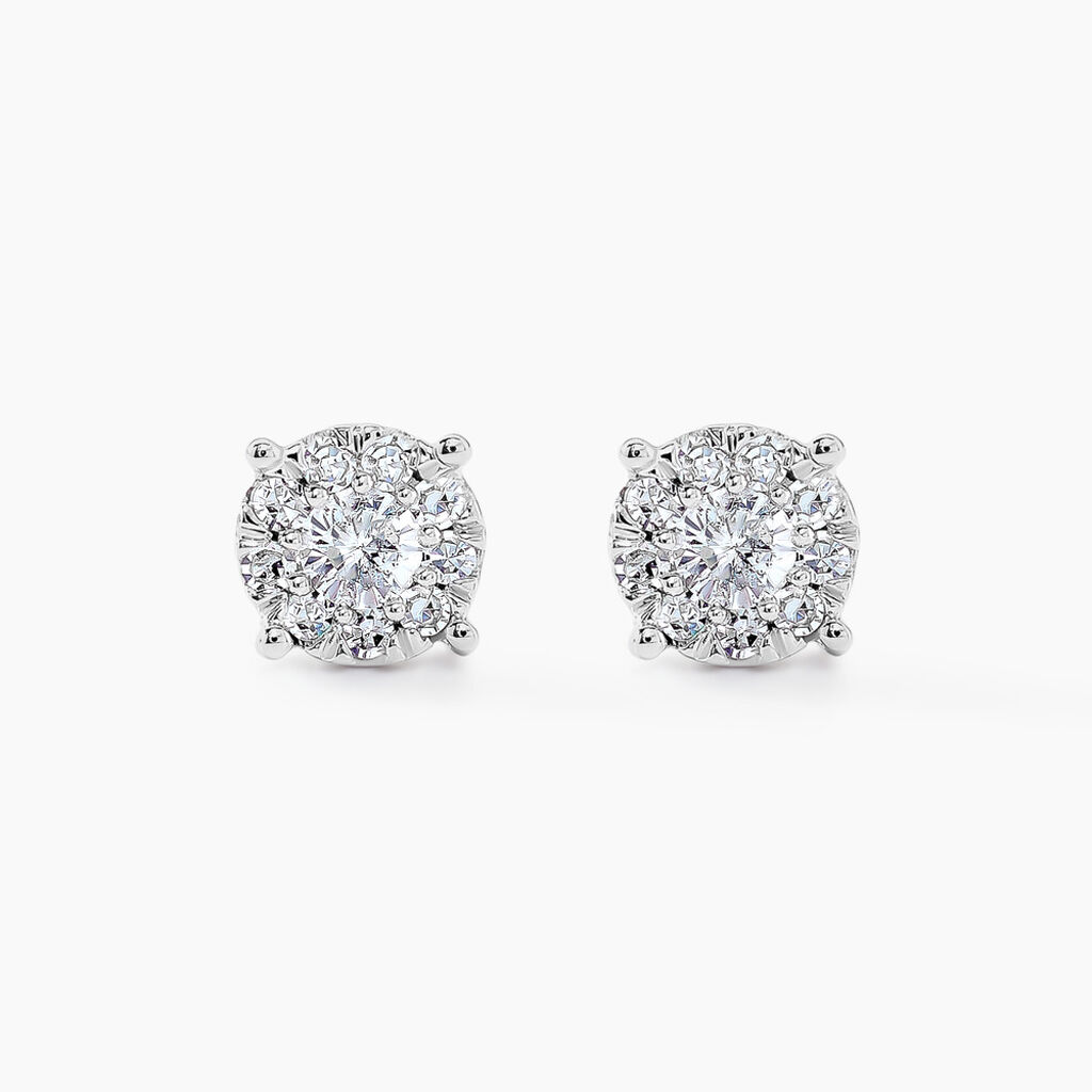 Boucles D'oreilles Puces Artemis Or Blanc Diamant - Boucles d'oreilles mariage Femme | Marc Orian