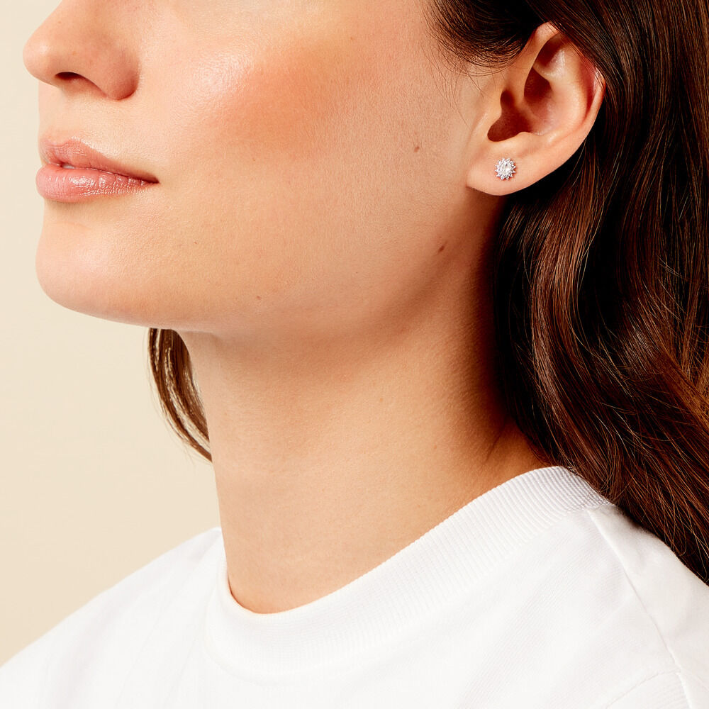 Boucles D'oreilles Puces Oliviane Argent Blanc Oxyde De Zirconium - Puces Femme | Marc Orian