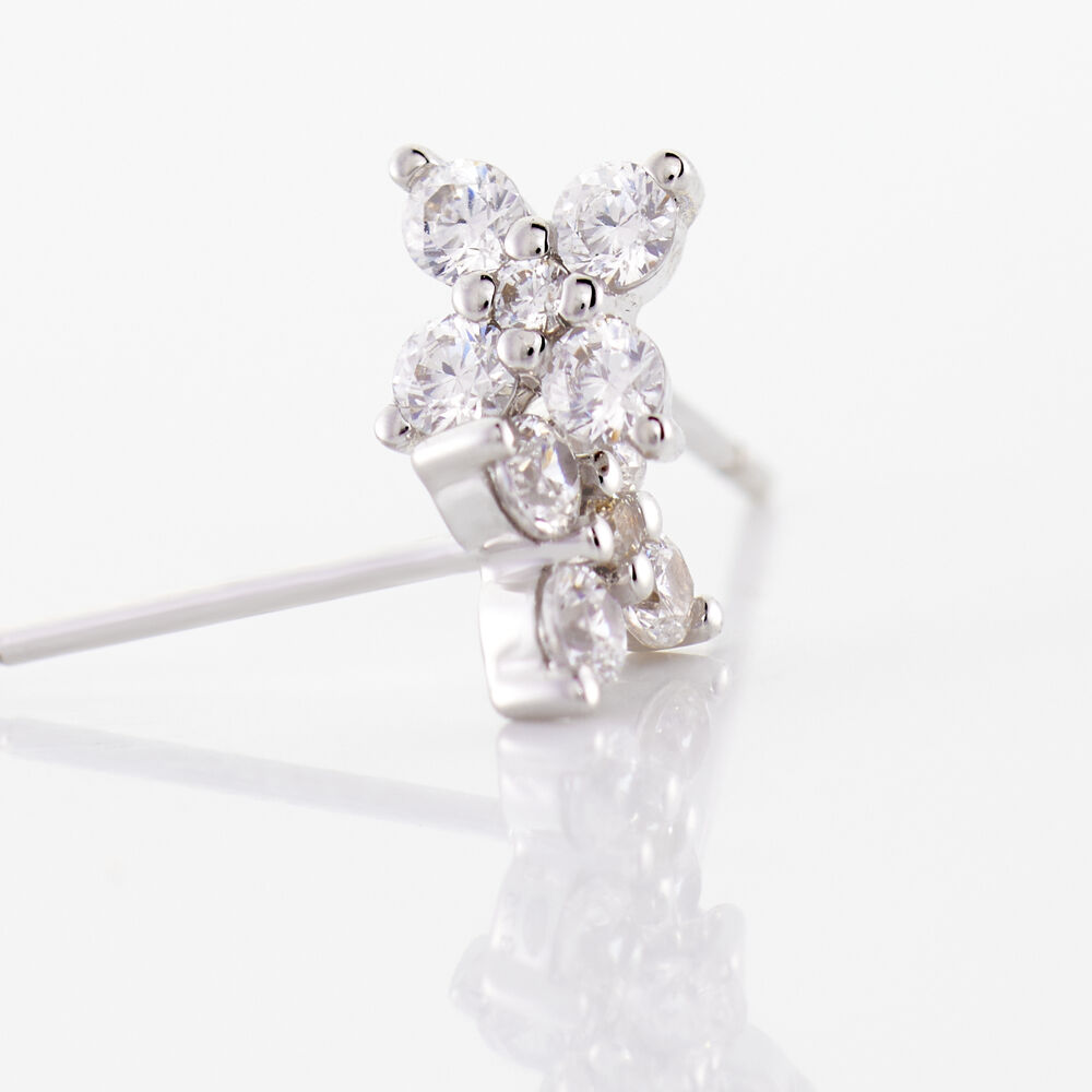 Boucles D'oreilles Puces Winter Flower Or Blanc Oxyde De Zirconium - Puces Femme | Marc Orian