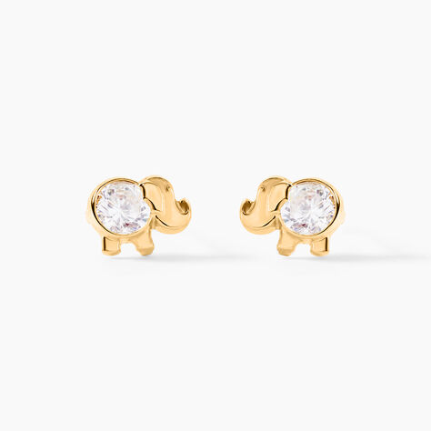 Boucles D'oreilles Puces Jumboo Or Jaune Oxyde De Zirconium - Puces Enfant | Marc Orian