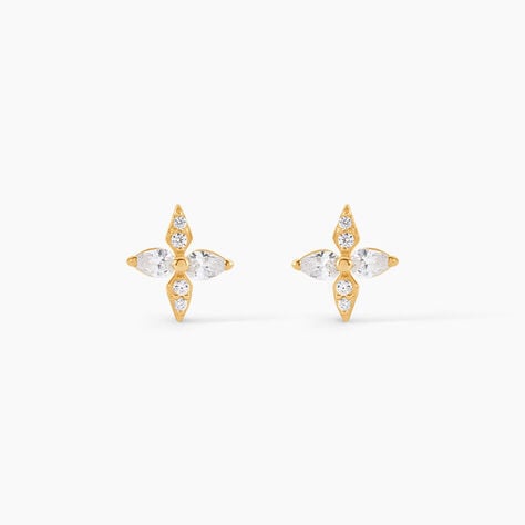 Boucles D'Oreilles Puces Dirk Or Jaune Oxyde De Zirconium - Puces Femme | Marc Orian