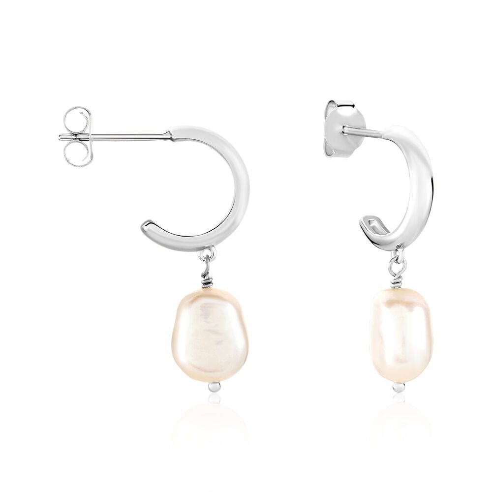 Cr&eacute;oles Petia Argent Blanc Perle De Culture - Cr&eacute;oles Femme | Marc Orian