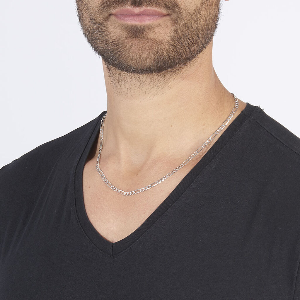 Collier Or Blanc Maille Alternée 1/3 - Chaines Homme | Marc Orian