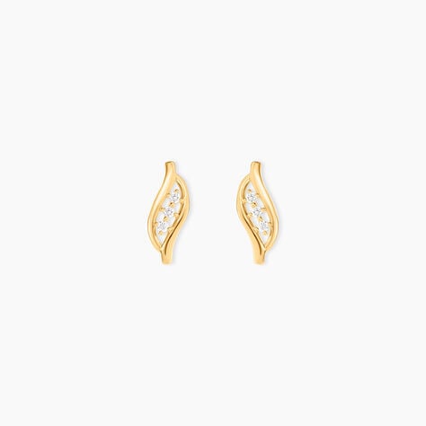 Boucles D'oreilles Puces Caline Or Jaune Diamant - Puces Femme | Marc Orian