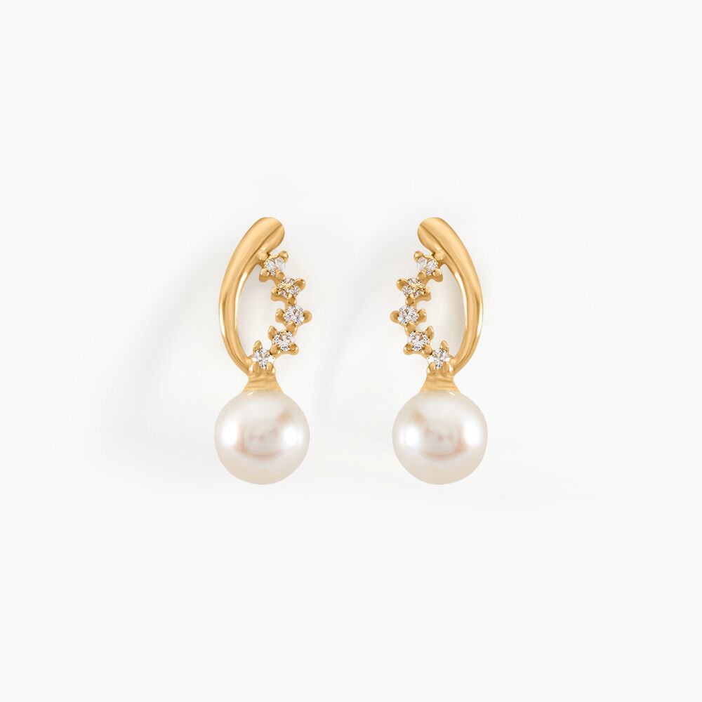 Boucles D'oreilles Puces Dominga Or Jaune Perle De Culture Et Oxyde - Puces Femme | Marc Orian