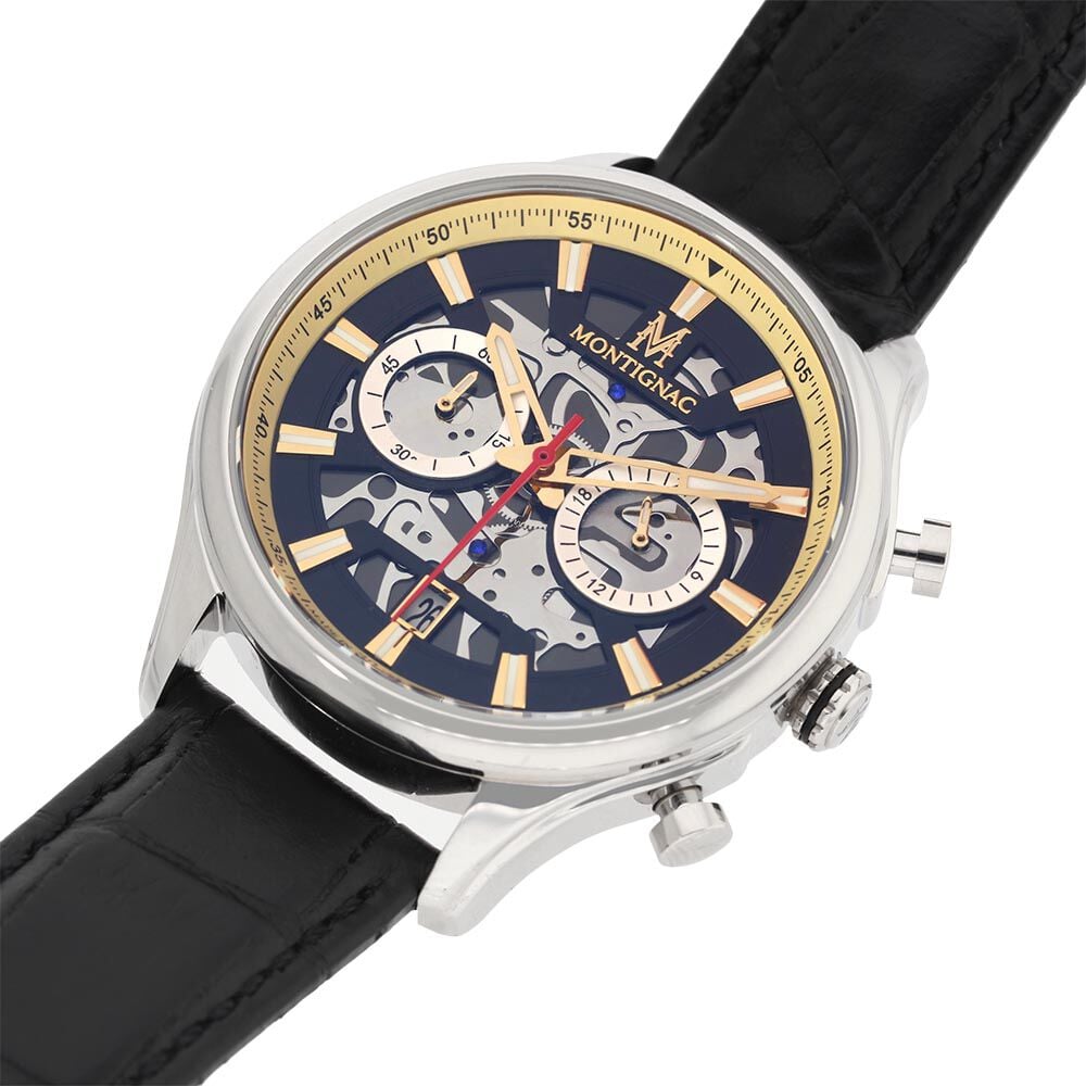 Montre Montignac Round Multifonction Noir - Montres étanches Homme | Marc Orian