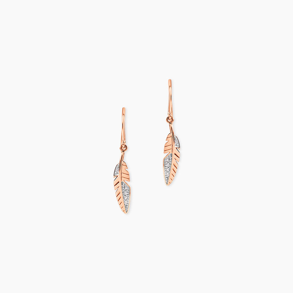 Boucles D'oreilles Pendantes Clodie Or Rose Diamant - Pendantes Femme | Marc Orian