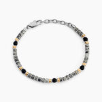 Bracelet Nairobi Acier Bicolore Labradorite Pierre De Lave - Bracelets cha&icirc;nes Homme | Marc Orian