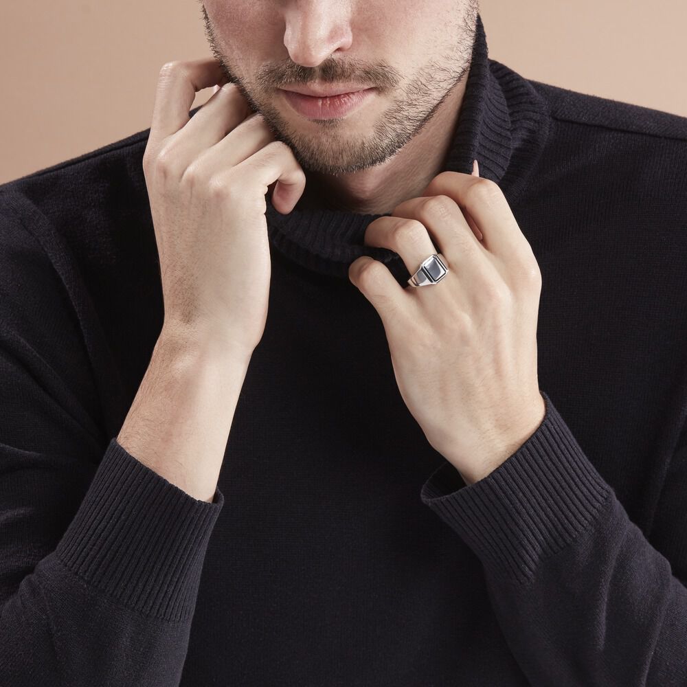Chevalière Argent Blanc Said - Chevalières Homme | Marc Orian