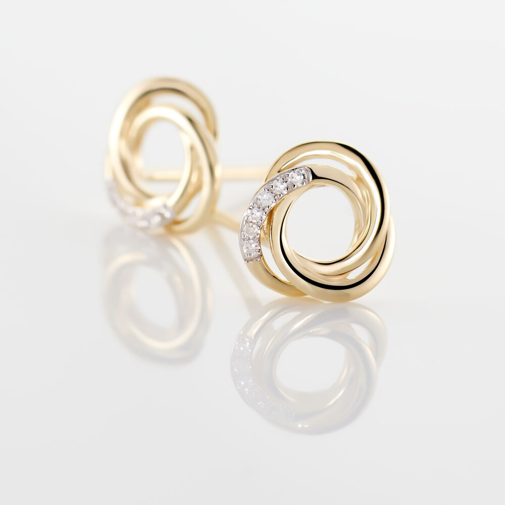 Boucles D'oreilles Puces Syrena Or Jaune Diamant -  Femme | Marc Orian