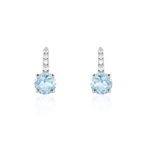 Bijoux D'oreilles Monroe Or Blanc Topaze Oxyde De Zirconium - Puces Femme | Marc Orian