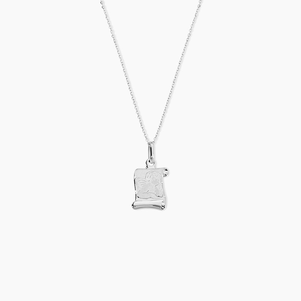 Pendentif Golda Ange Parchemin Or Blanc - Bijoux personnalis&eacute;s Famille | Marc Orian
