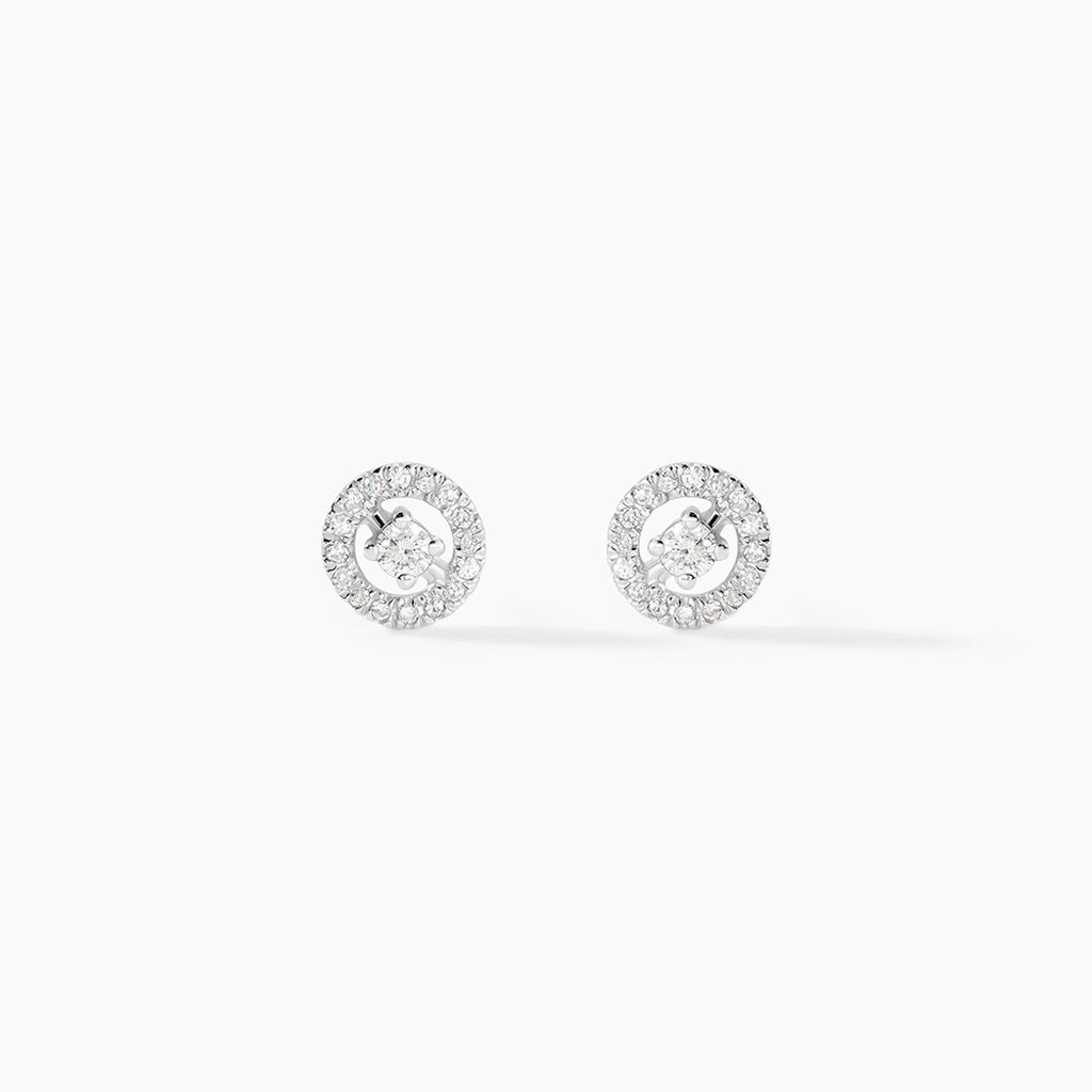 Boucles D'oreilles Puces Domitia Or Blanc Diamant - Puces Femme | Marc Orian