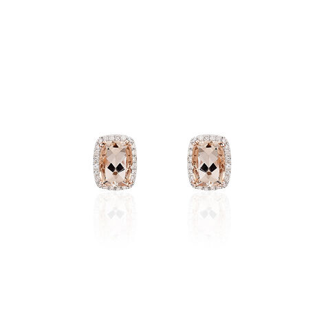 Boucles D'oreilles Puces Kloe Or Rose Morganite Et Diamant - Puces Femme | Marc Orian