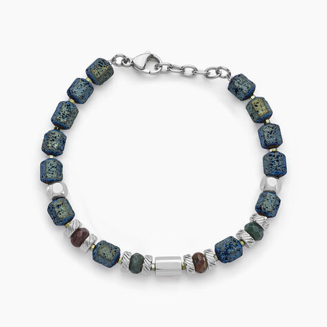 Bracelet Dark Pearl Acier Blanc Hématite Pierre De Lave Agate - Bracelets chaînes Homme | Marc Orian