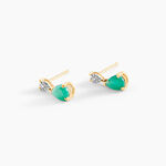 Boucles D'Oreilles Puces Porfirio Or Jaune Emeraude Diamant - Boucles d'oreilles mariage Femme | Marc Orian