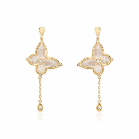 Boucles D'oreilles Pendantes Areli Plaque Or Doré Nacre Oxyde - Pendantes Femme | Marc Orian