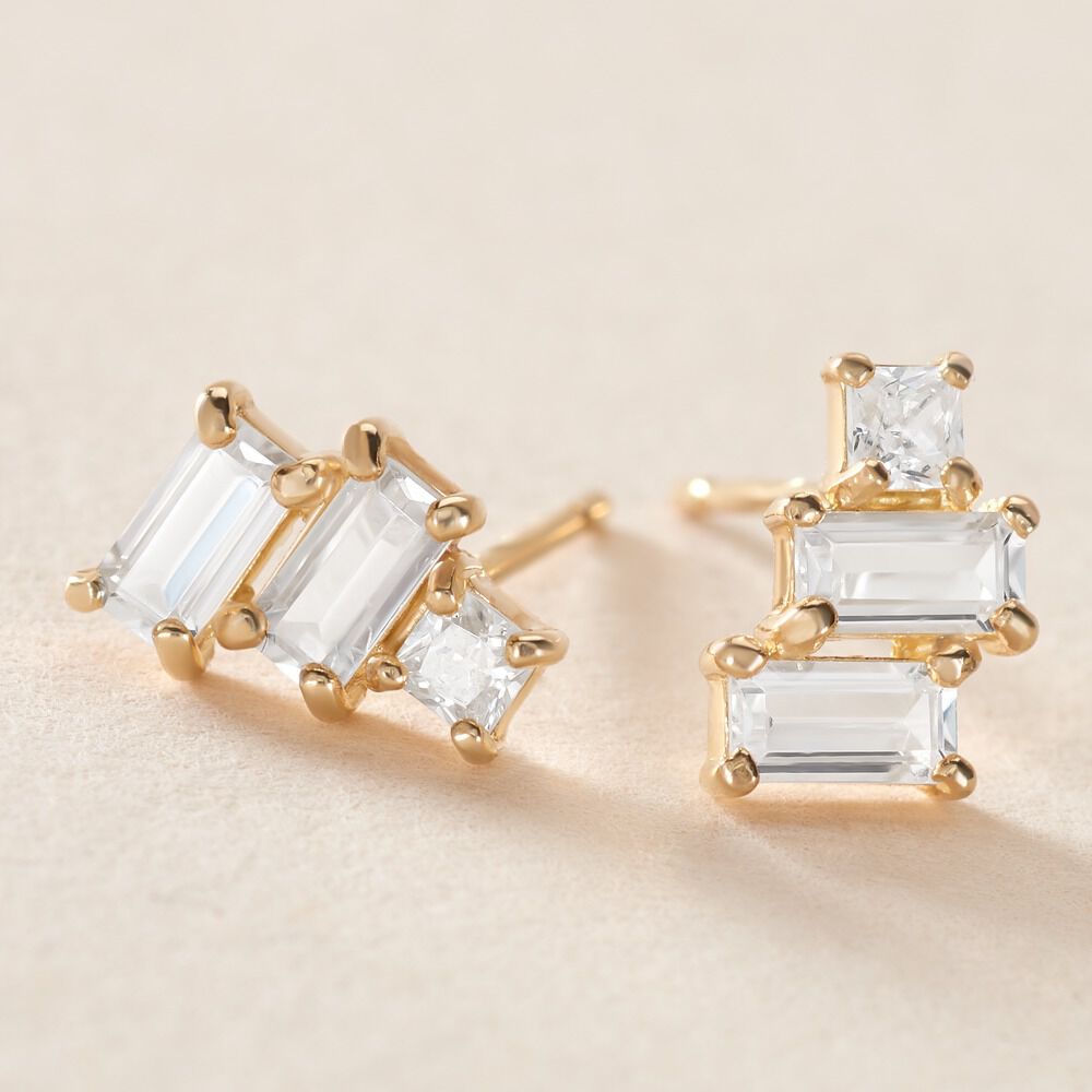 Boucles D'oreilles Puces Regana Or Jaune Oxyde De Zirconium - Puces Femme | Marc Orian