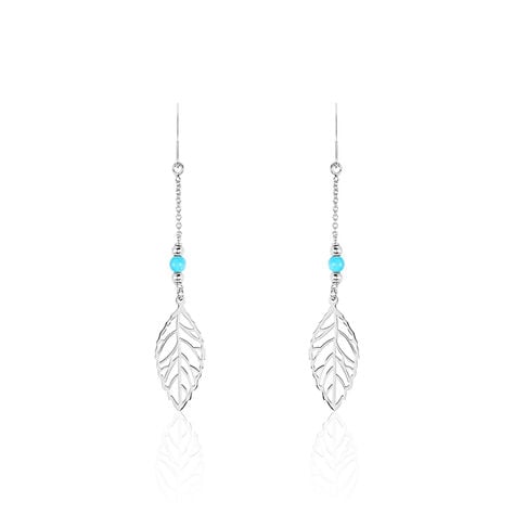 Boucles D'oreilles Pendantes Grethel Argent Blanc Turquoise - Pendantes Femme | Marc Orian