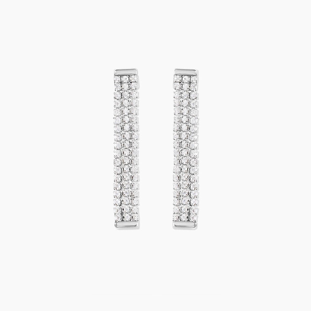 Boucles D'Oreilles Pendantes Serenna Argent Blanc Oxyde De Zirconium - Pendantes Femme | Marc Orian