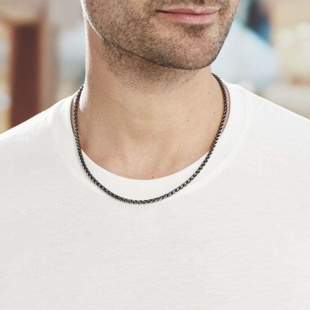 Collier Raph Maille Palmier Acier Gris - Colliers Homme | Marc Orian