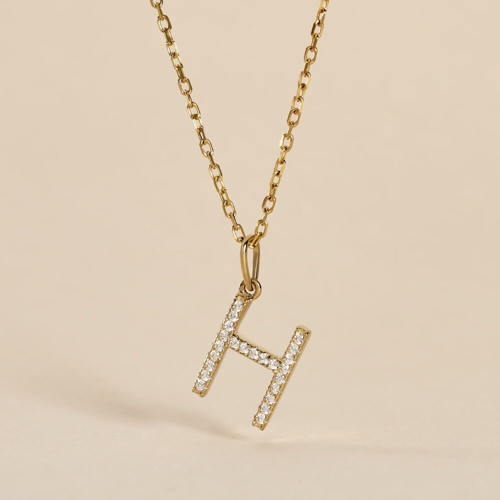 Pendentif Lettre H Or Jaune Oxyde - Pendentifs Famille | Marc Orian
