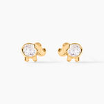 Boucles D'oreilles Puces Jumboo Or Jaune Oxyde De Zirconium - Puces Enfant | Marc Orian