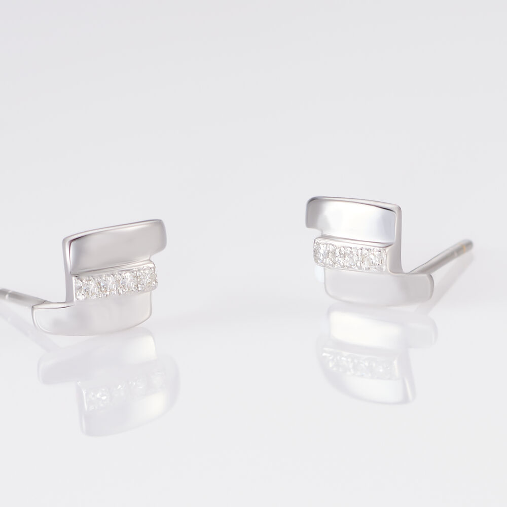 Boucles D'oreilles Puces Dolene Or Blanc Diamant - Boucles d'oreilles mariage Femme | Marc Orian