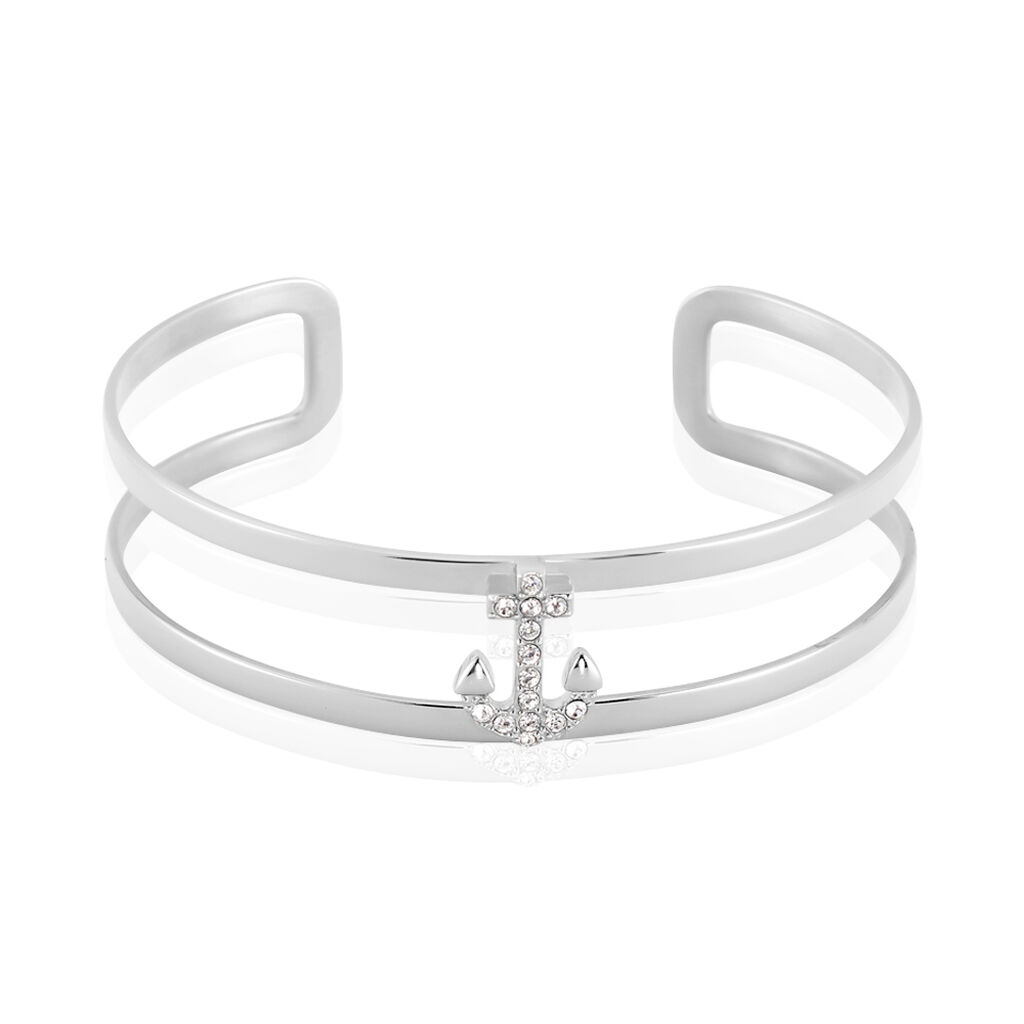 Bracelet Jonc Meysa Acier Blanc Strass - Bracelets joncs Femme | Marc Orian