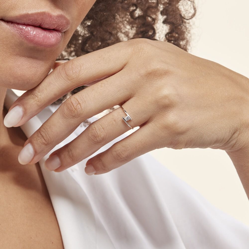 Bague Solitaire Moera Or Blanc Oxyde De Zirconium - Solitaires Femme | Marc Orian