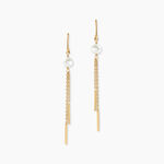 Boucles D'Oreilles Pendantes Salman Argent Dor&eacute; A L'Or 750/1000 Perle De Culture - Pendantes  | Marc Orian