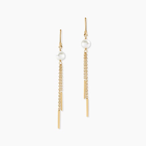 Boucles D'Oreilles Pendantes Salman Argent Dor&eacute; A L'Or 750/1000 Perle De Culture - Pendantes  | Marc Orian