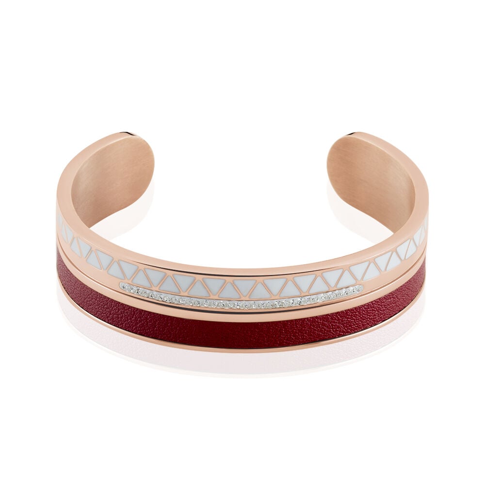 Bracelet Jonc Imagine Victoriano Acier Rose Strass - Bracelets cuir Femme | Marc Orian