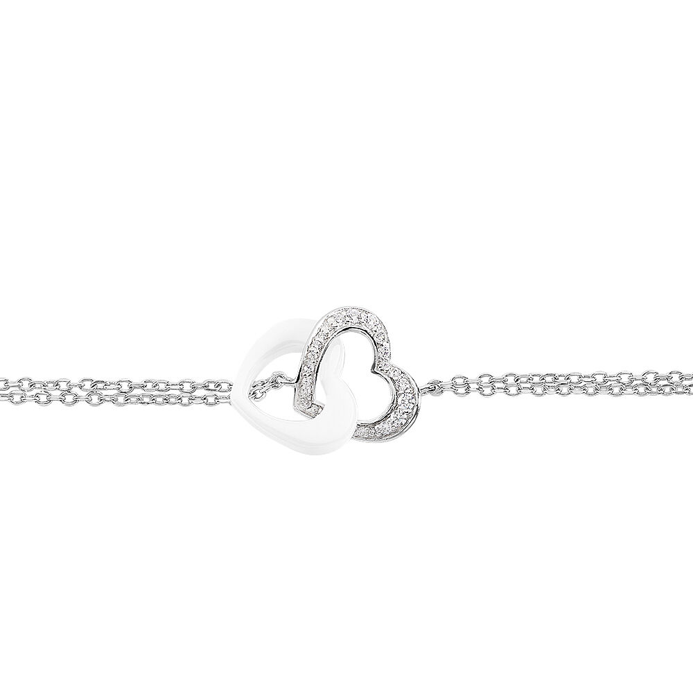 Bracelet Lovea Argent Blanc Céramique Et Oxyde De Zirconium - Bracelets Anneaux Entrelaces Femme | Marc Orian
